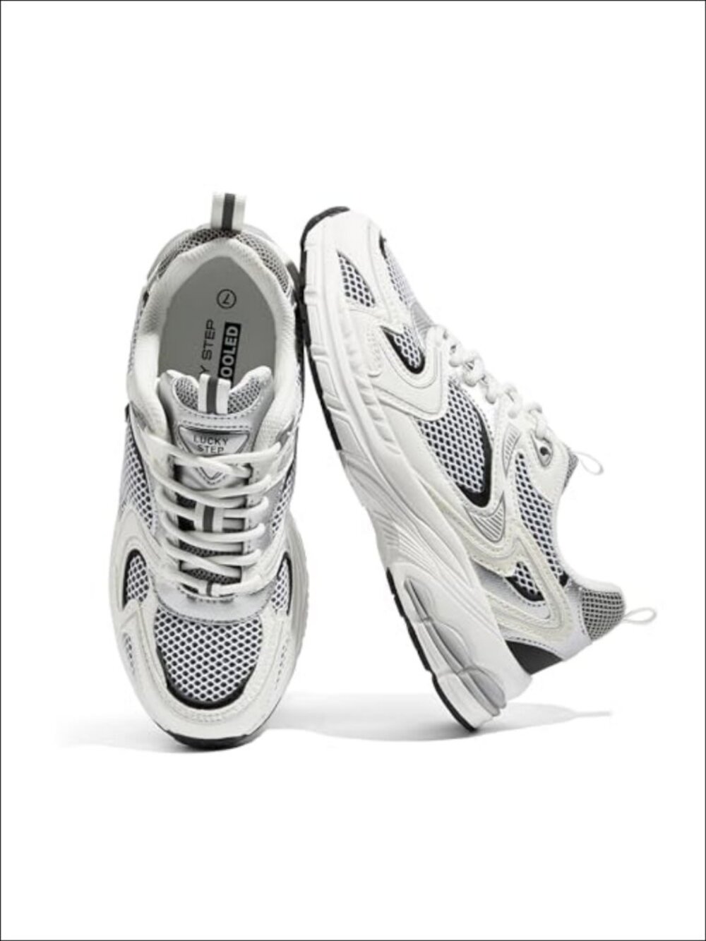Chunky Platform Mesh Sneakers Lace-Up Comfort Walking Shoes